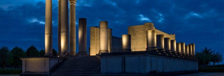 Lichtinstallationen am Hafentempel im Archäologischen Park Xanten